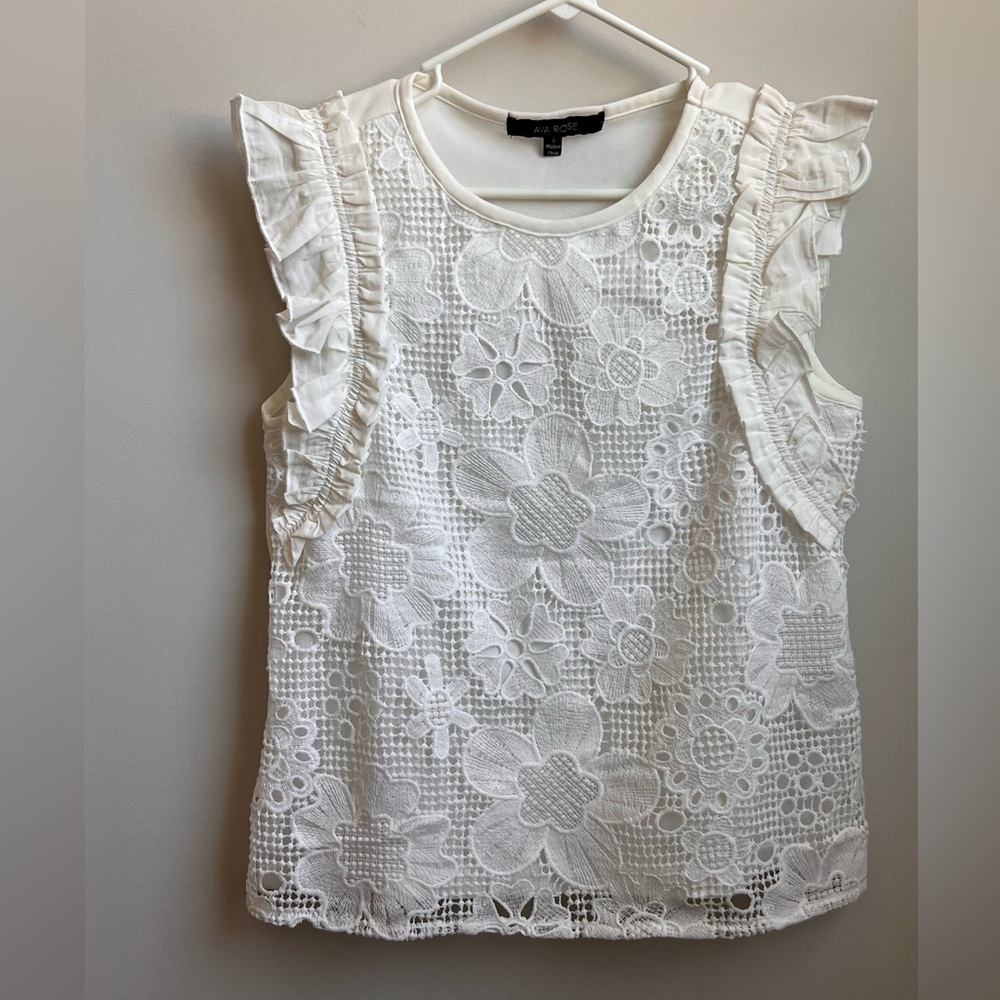 Ava Rose Lace Ruffle Sleeve Top